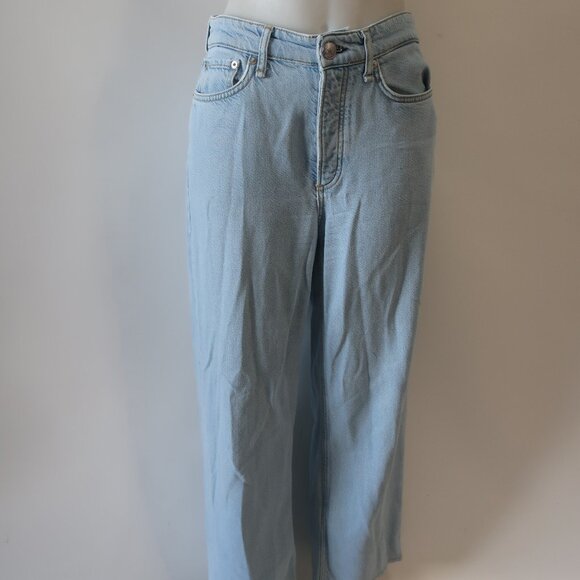 Women Rag & Bone Logan Low Rise Light Blue Wide-Leg Button-Fly Denim Jeans 27 - Picture 4 of 14